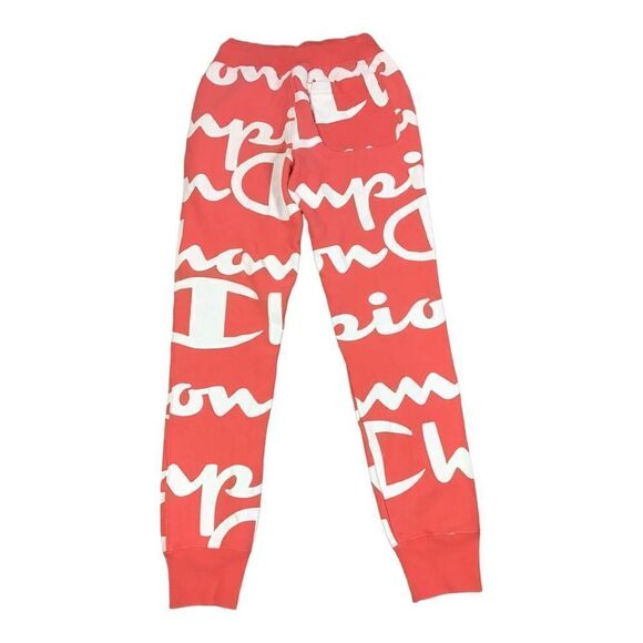 Champion Men’s Reverse Weave Allover Giant Script Logo Joggers - Groovy Papaya - Picture 1 of 10